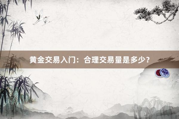 黄金交易入门：合理交易量是多少？